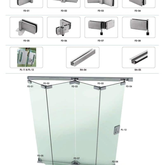 Phòng tắm kính xếp gấp