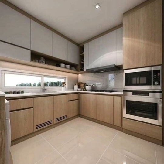 Tủ bếp vân gỗ thẳng