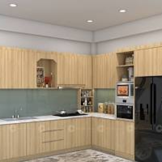 Tủ bếp vân gỗ chữ L