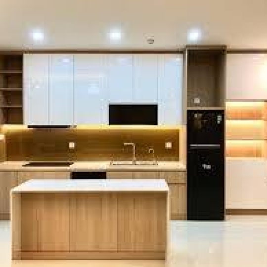 Tủ bếp vân gỗ đảo