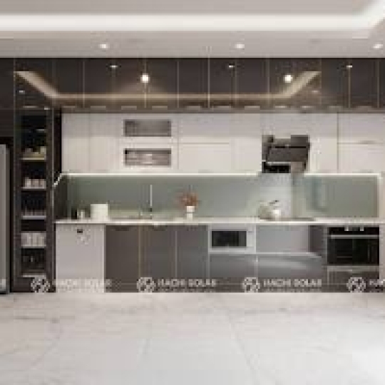 Tủ bếp hợp kim nhôm cánh kính