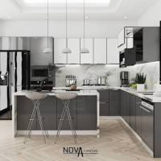 Tủ bếp hợp kim nhôm cánh gỗ